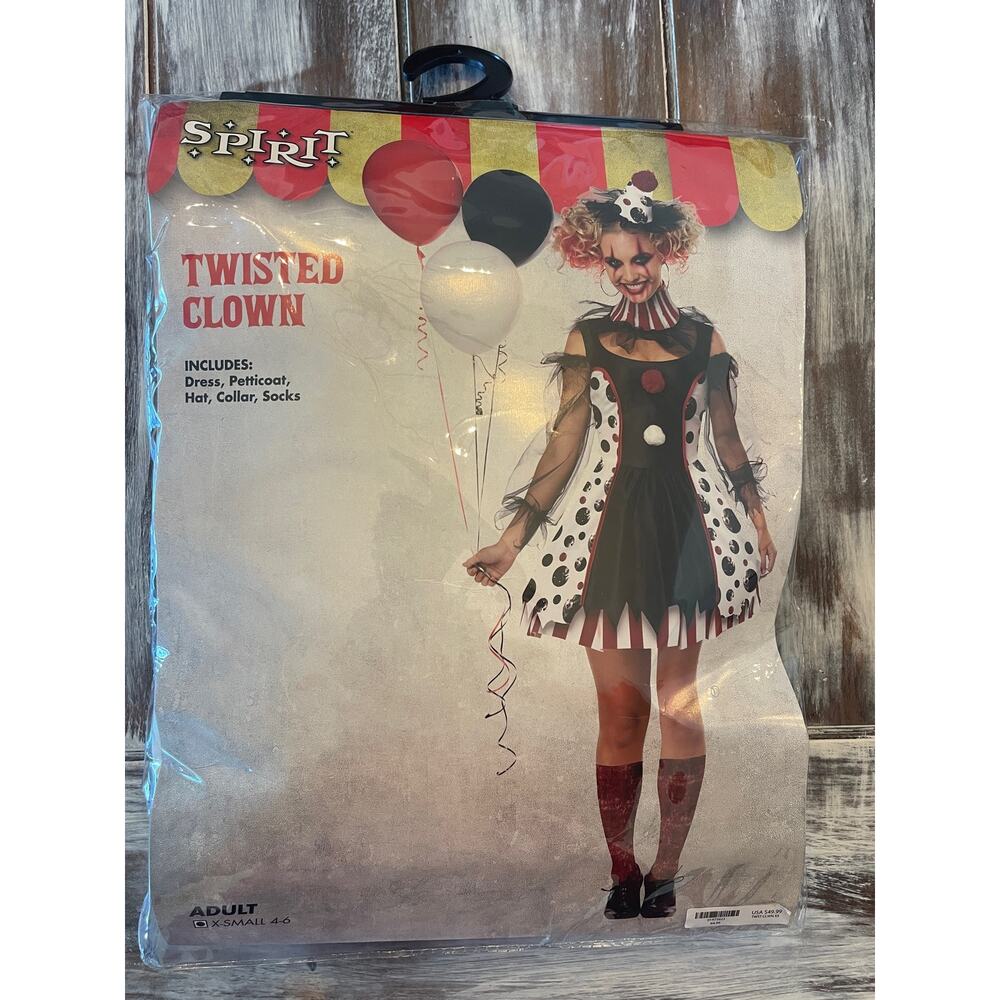 Spirit Halloween Women’s Twisted Clown Halloween Size XS with Fake Knife